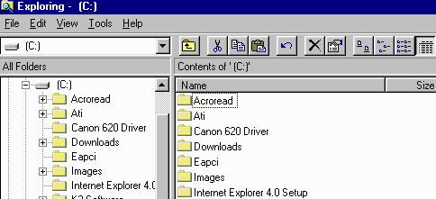 image of windows explorer showing the c drive